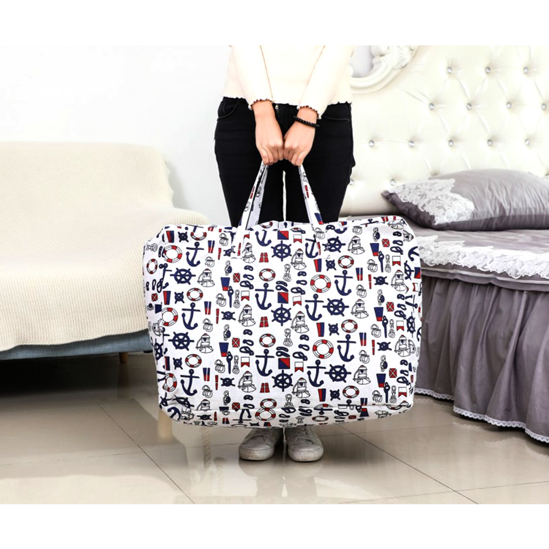 SOGA 2X Nautical Icons Medium Storage Luggage Bag Double Zipper Foldable Travel Organiser Essentials NZ DEPOT 2