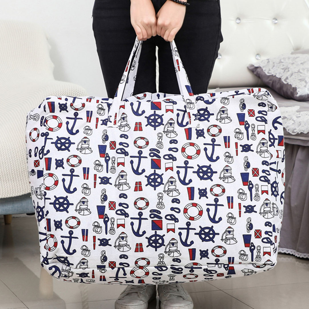 SOGA 2X Nautical Icons Medium Storage Luggage Bag Double Zipper Foldable Travel Organiser Essentials NZ DEPOT 4