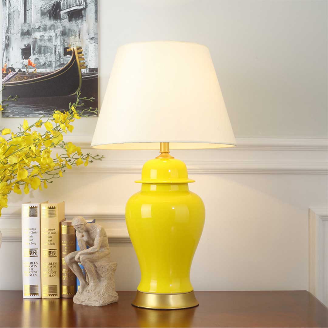 Soga 2X Oval Ceramic Table Lamp With Gold Metal Base Desk Lamp Yellow, Home &Amp; Living, Lighting, Indoor Lights, Lamps, Table Lamps,  - Nz Depot 4