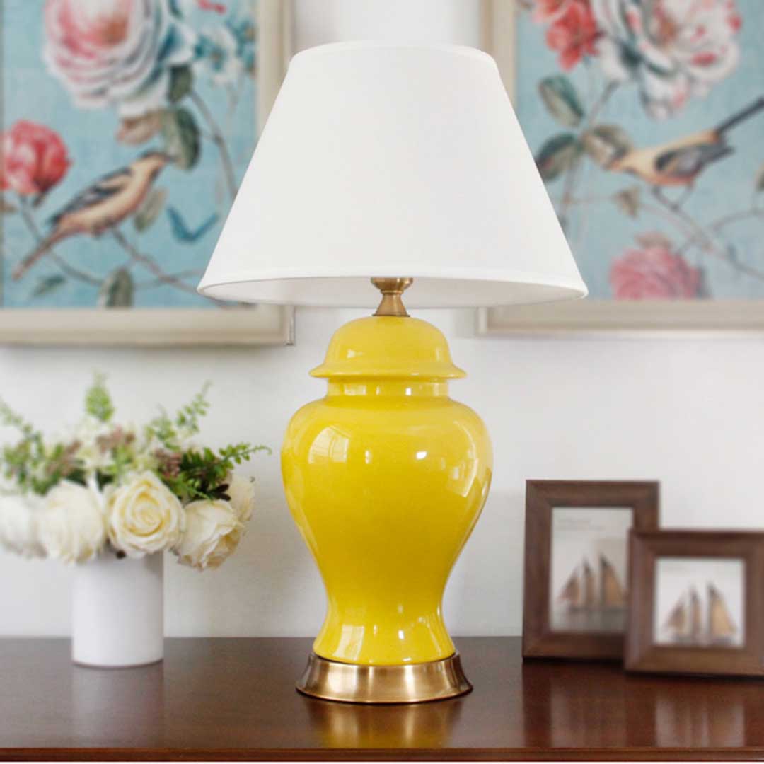 Soga 2X Oval Ceramic Table Lamp With Gold Metal Base Desk Lamp Yellow, Home &Amp; Living, Lighting, Indoor Lights, Lamps, Table Lamps,  - Nz Depot 5