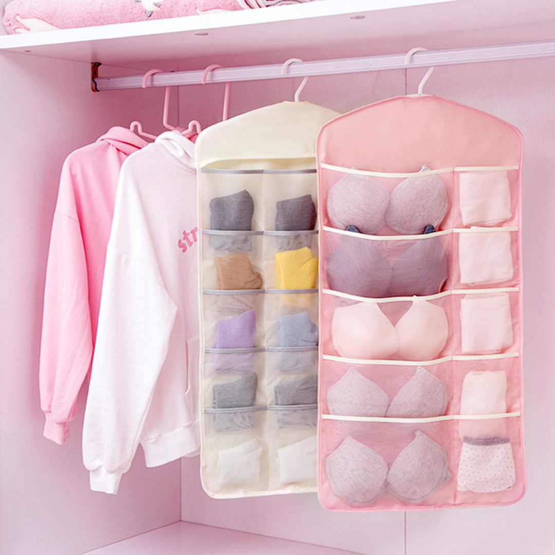 Soga 2X Pink Double Sided Hanging Storage Bag Underwear Bra Socks Mesh Pocket Hanger Home Organiser, Furniture, Storage &Amp; Shelving, Home Storage, , ,  - Nz Depot 3