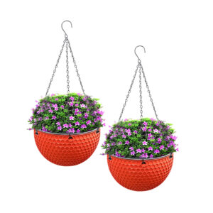 SOGA 2X Red Small Hanging Resin Flower Pot Self Watering Basket Planter Outdoor Garden Decor, Home & Living, Home Decor, Indoor Pots, Planters and Plant Stands, , ,  - NZ DEPOT 1