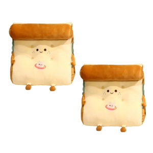 SOGA 2X Smiley Face Toast Bread Wedge Cushion Stuffed Plush Cartoon Back Support Pillow Home Decor, Furniture, Living Room Furniture, Occasional Chairs, , ,  - NZ DEPOT 1