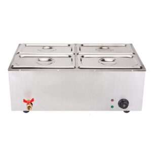 SOGA 2X Stainless Steel 4 X 1/2 GN Pan Electric Bain-Marie Food Warmer with Lid, Business & Industrial, Food Service, Plate & Dish Warmers, , ,  - NZ DEPOT 2