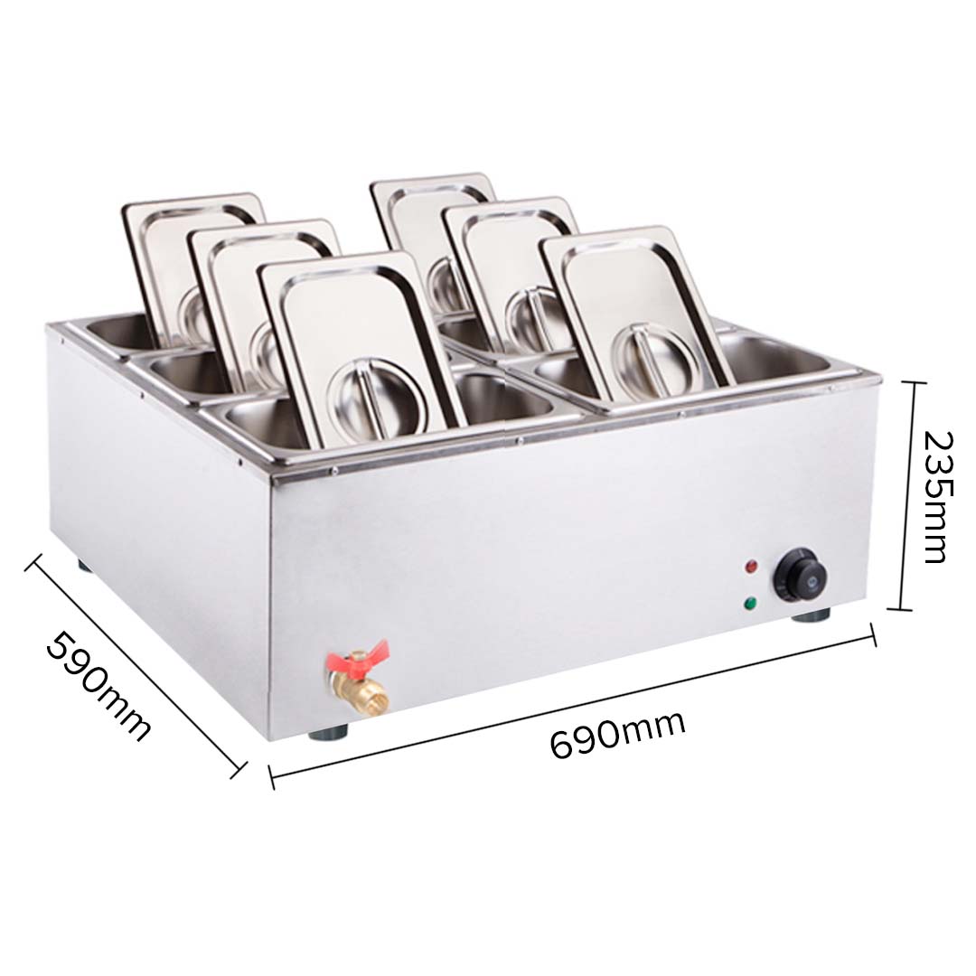 Soga 2X Stainless Steel 6 X 1/3 Gn Pan Electric Bain-Marie Food Warmer With Lid, Business &Amp; Industrial, Food Service, Plate &Amp; Dish Warmers, , ,  - Nz Depot 4