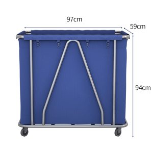 SOGA 2X Stainless Steel Commercial Large Soiled Linen Laundry Trolley Cart with Wheels Blue, Business & Industrial, Food Service, Food Service Carts, , ,  - NZ DEPOT 2