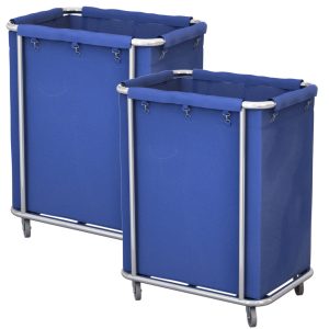 SOGA 2X Stainless Steel Commercial Square Soiled Linen Laundry Trolley Cart with Wheels Blue, Business & Industrial, Food Service, Food Service Carts, , ,  - NZ DEPOT 1