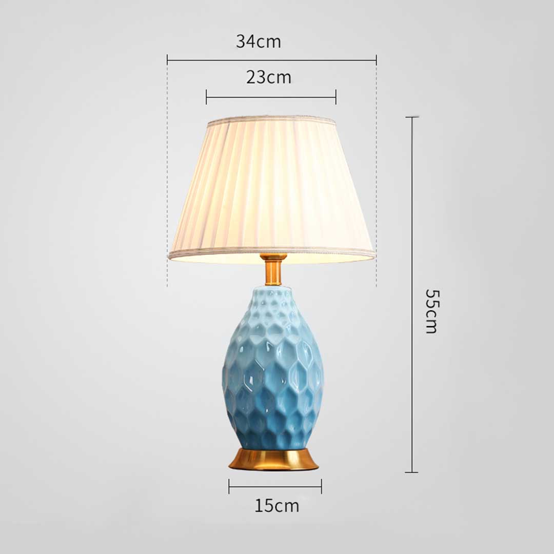 Soga 2X Textured Ceramic Oval Table Lamp With Gold Metal Base Blue, Home &Amp; Living, Lighting, Indoor Lights, Lamps, Table Lamps,  - Nz Depot 2