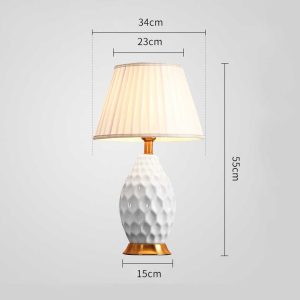 SOGA 2X Textured Ceramic Oval Table Lamp with Gold Metal Base White, Home & Living, Lighting, Indoor Lights, Lamps, Table Lamps,  - NZ DEPOT 2