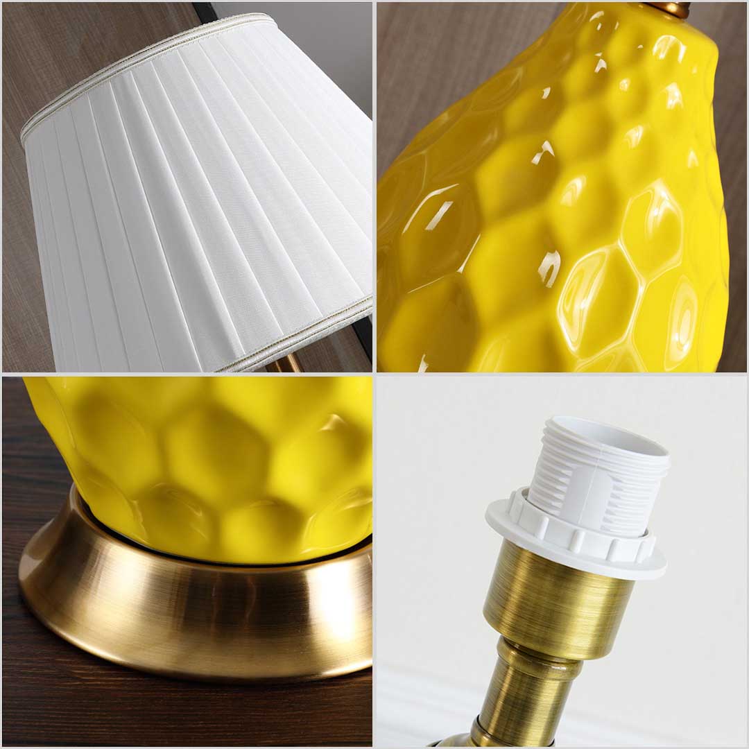 Soga 2X Textured Ceramic Oval Table Lamp With Gold Metal Base White, Home &Amp; Living, Lighting, Indoor Lights, Lamps, Table Lamps,  - Nz Depot 3