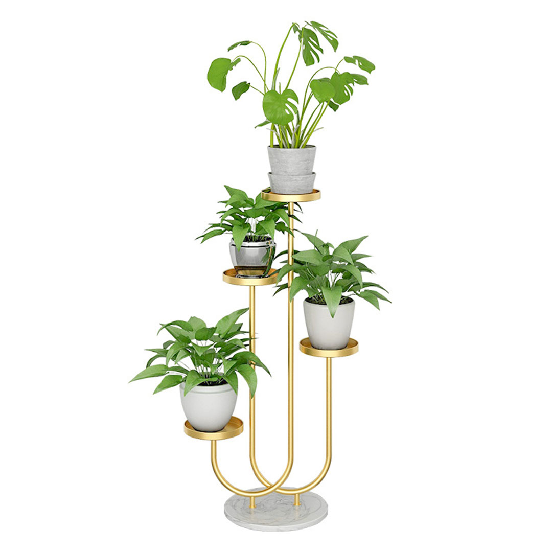 SOGA 2X U Shaped Plant Stand Round Flower Pot Tray Living Room Balcony Display Gold Metal Decorative Shelf, Home & Living, Home Decor, Indoor Pots, Planters and Plant Stands, ,  - NZ DEPOT 2