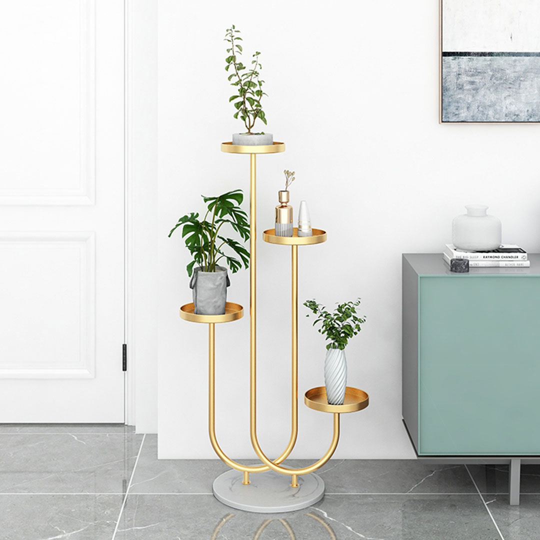 SOGA 2X U Shaped Plant Stand Round Flower Pot Tray Living Room Balcony Display Gold Metal Decorative Shelf, Home & Living, Home Decor, Indoor Pots, Planters and Plant Stands, ,  - NZ DEPOT 5