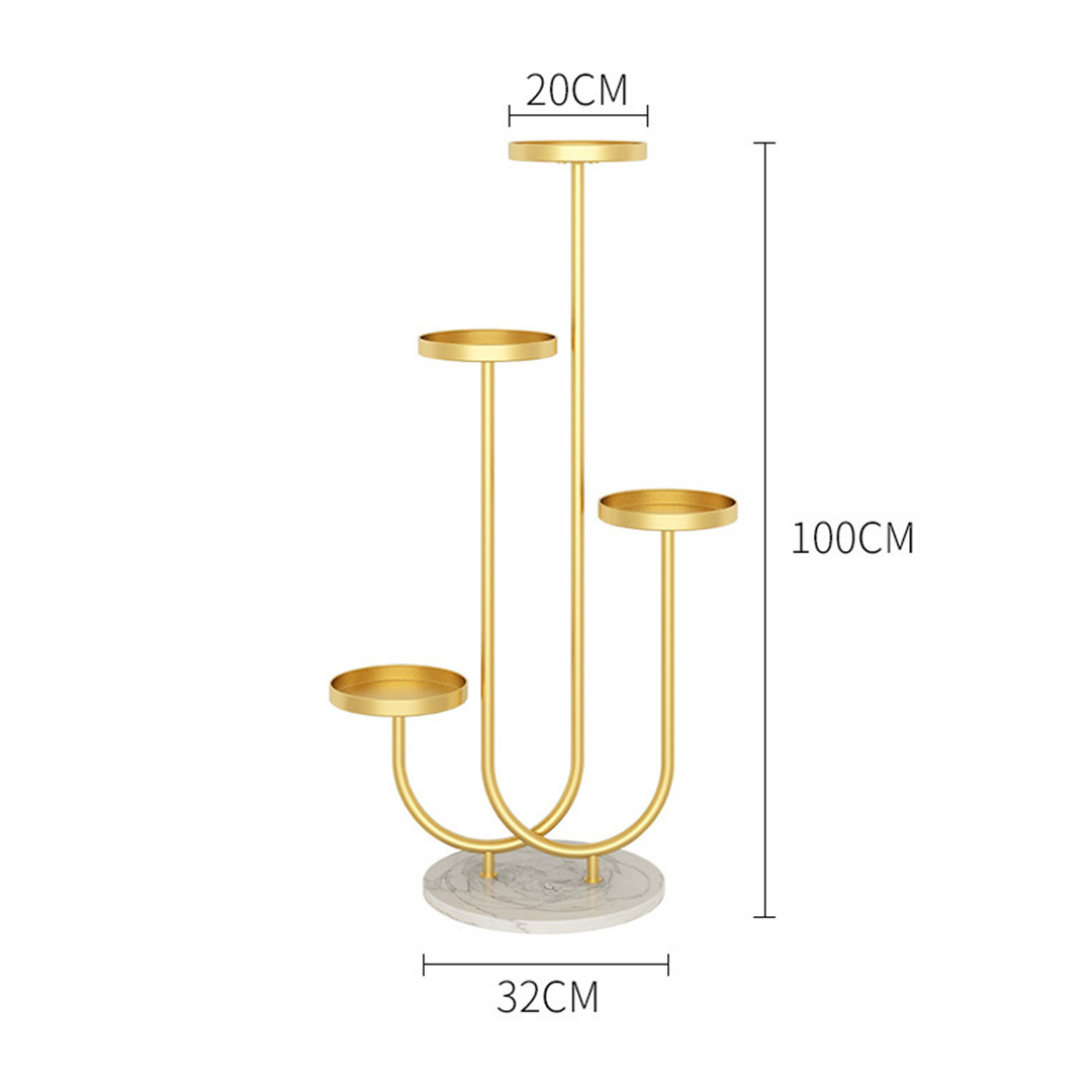 SOGA 2X U Shaped Plant Stand Round Flower Pot Tray Living Room Balcony Display Gold Metal Decorative Shelf, Home & Living, Home Decor, Indoor Pots, Planters and Plant Stands, ,  - NZ DEPOT 6