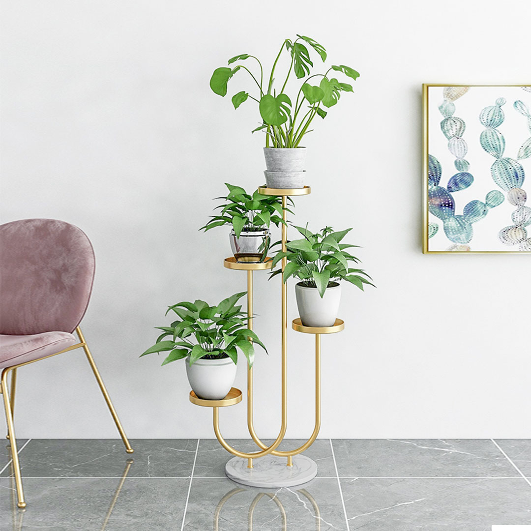 SOGA 2X U Shaped Plant Stand Round Flower Pot Tray Living Room Balcony Display Gold Metal Decorative Shelf, Home & Living, Home Decor, Indoor Pots, Planters and Plant Stands, ,  - NZ DEPOT 9