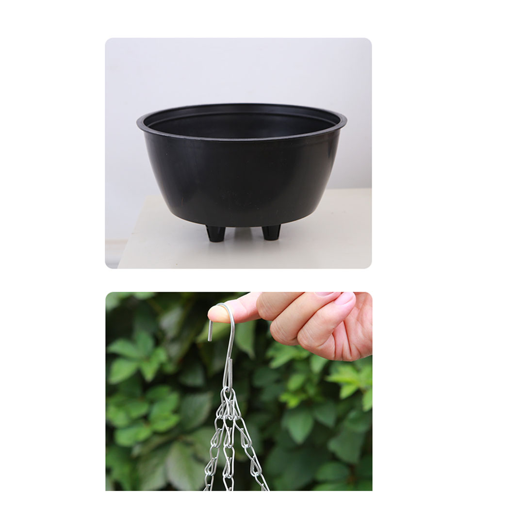 SOGA 2X White Medium Hanging Resin Flower Pot Self Watering Basket Planter Indoor Outdoor Garden Decor NZ DEPOT 1