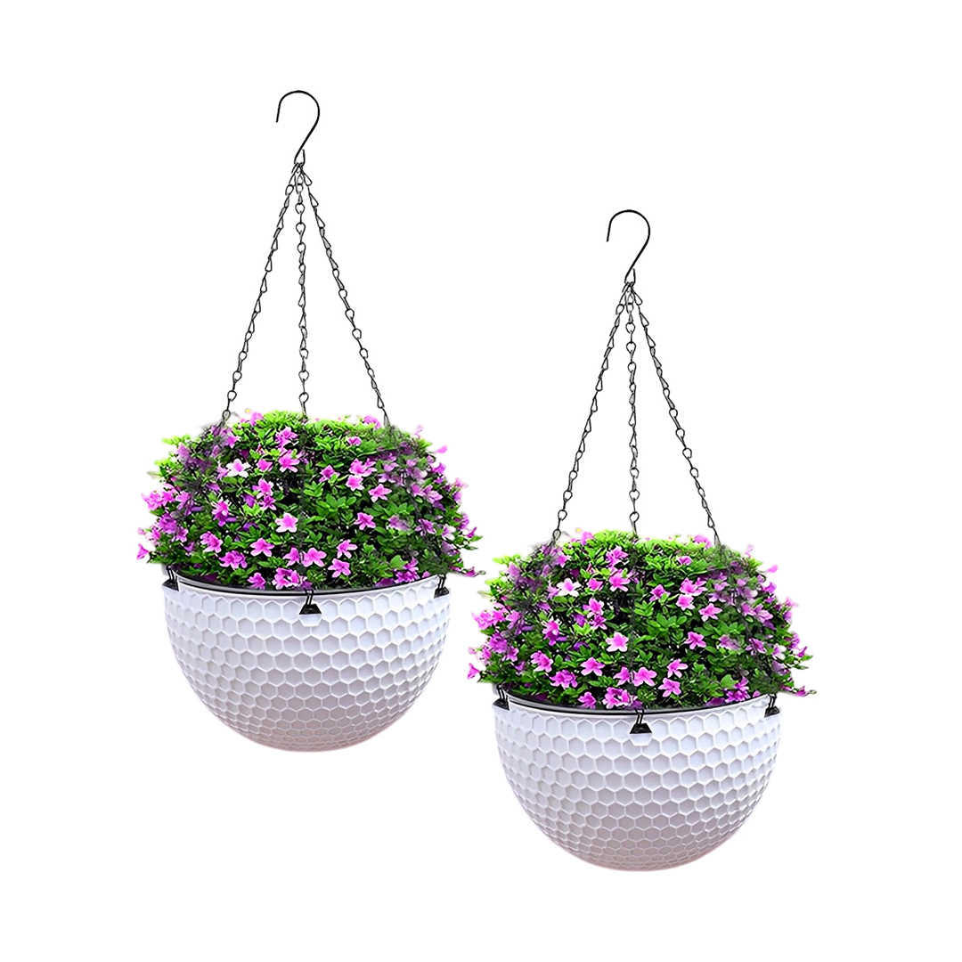 Soga 2X White Small Hanging Resin Flower Pot Self Watering Basket Planter Outdoor Garden Decor, Home &Amp; Living, Home Decor, Indoor Pots, Planters And Plant Stands, , ,  - Nz Depot 1