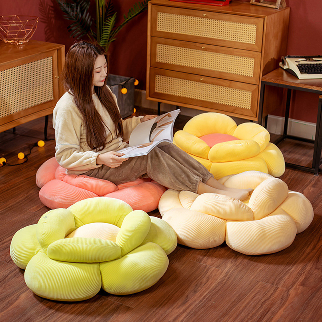 Soga 2X Yellow Double Flower Shape Cushion Soft Bedside Floor Plush Pillow Home Decor, Furniture, Living Room Furniture, Occasional Chairs, , ,  - Nz Depot 3