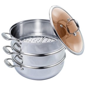 SOGA 3 Tier 28cm Heavy Duty Stainless Steel Food Steamer Vegetable Pot Stackable Pan Insert with Glass Lid, home & living, kitchen & dining, cookware, steamers, ,  - NZ DEPOT 1