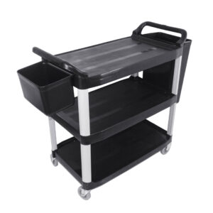 SOGA 3 Tier 83x43x95cm Food Trolley Food Waste Cart With Two Bins Storage Kitchen Black Small, Business & Industrial, Food Service, Food Service Carts, , ,  - NZ DEPOT 1