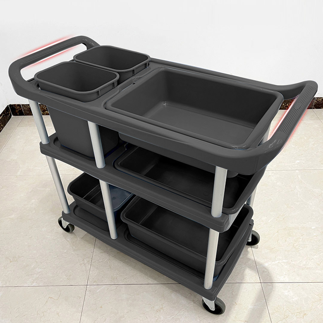 Soga 3-Tier Commercial Soiled Food Trolley Dirty Plate Cart Five Buckets Kitchen Food Utility, Business &Amp; Industrial, Food Service, Food Service Carts, , ,  - Nz Depot 2