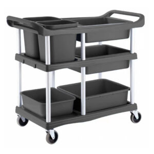 SOGA 3-Tier Commercial Soiled Food Trolley Dirty Plate Cart Five Buckets Kitchen Food Utility, Business & Industrial, Food Service, Food Service Carts, , ,  - NZ DEPOT 1