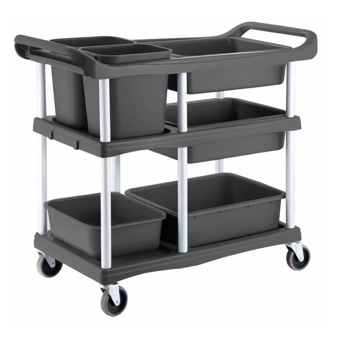 Soga 3-Tier Commercial Soiled Food Trolley Dirty Plate Cart Five Buckets Kitchen Food Utility, Business &Amp; Industrial, Food Service, Food Service Carts, , ,  - Nz Depot 1