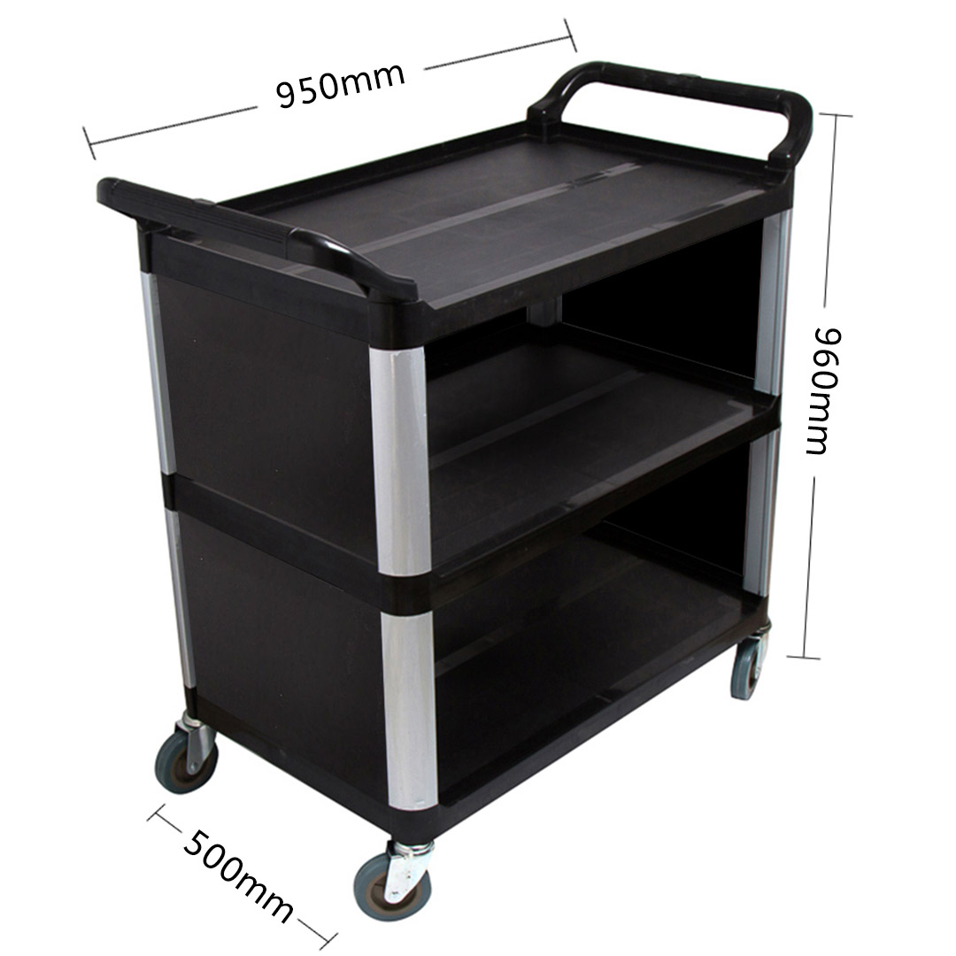 Soga 3 Tier Covered Food Trolley Food Waste Cart Storage Mechanic Kitchen Black, Business &Amp; Industrial, Food Service, Food Service Carts, , ,  - Nz Depot 2