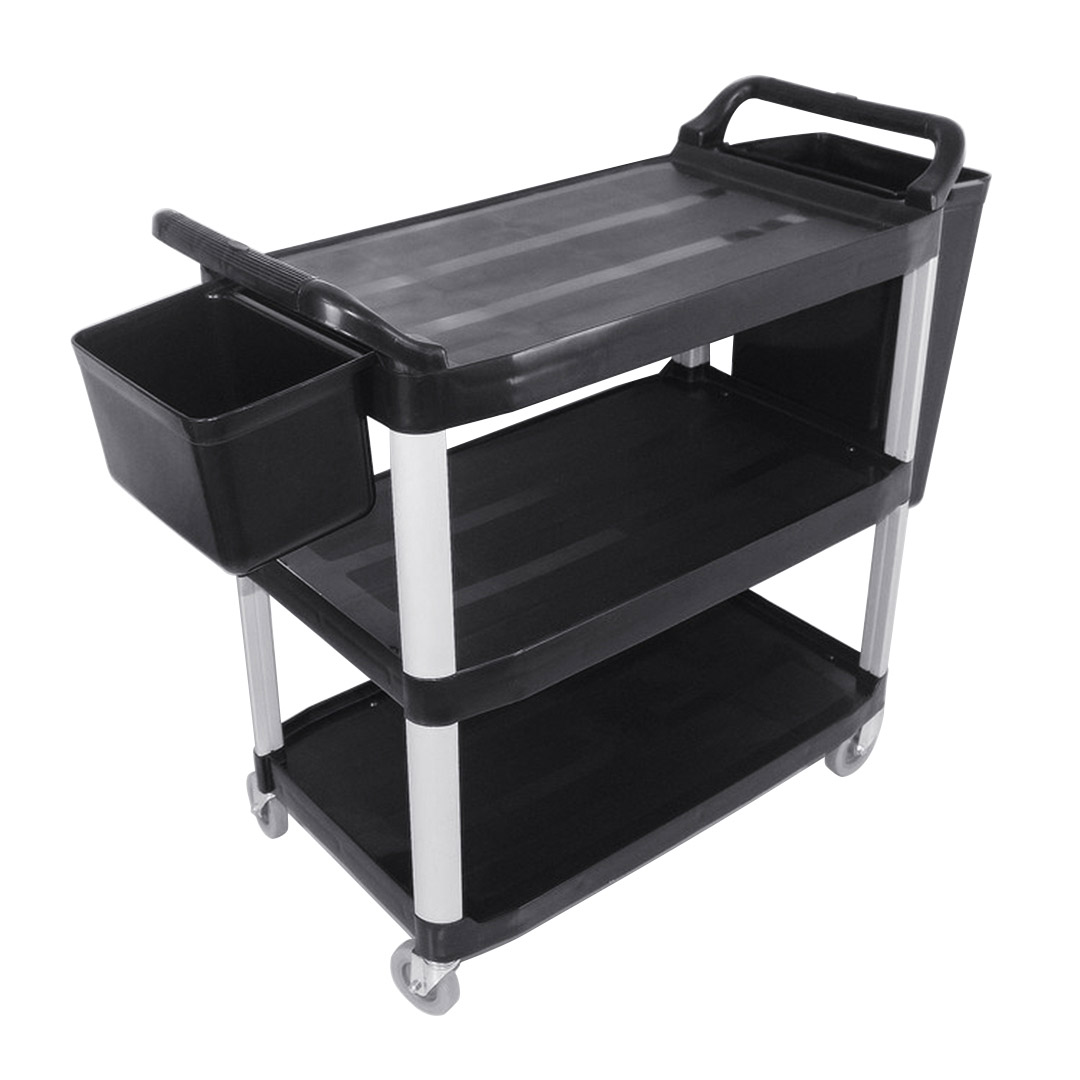 SOGA 3 Tier Food Trolley Food Waste Cart With Two Bins Storage Kitchen Black Large, Business & Industrial, Food Service, Food Service Carts, , ,  - NZ DEPOT 1