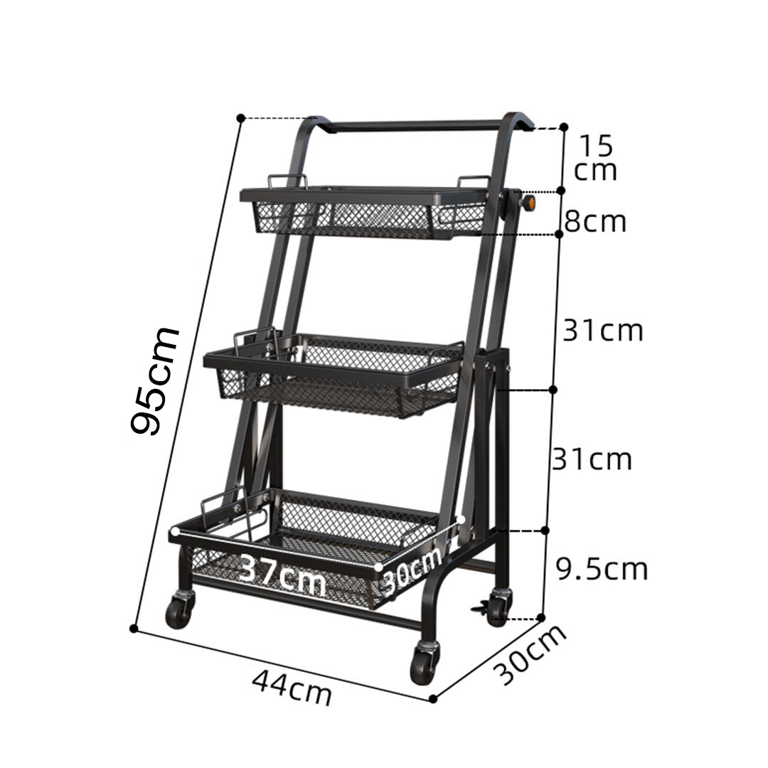 Soga 3 Tier Steel Black Adjustable Kitchen Cart Multi-Functional Shelves Portable Storage Organizer With Wheels, Garden, Tools &Amp; Hardware, Garage Storage &Amp; Organisation, Utility Shelves, , ,  - Nz Depot 2