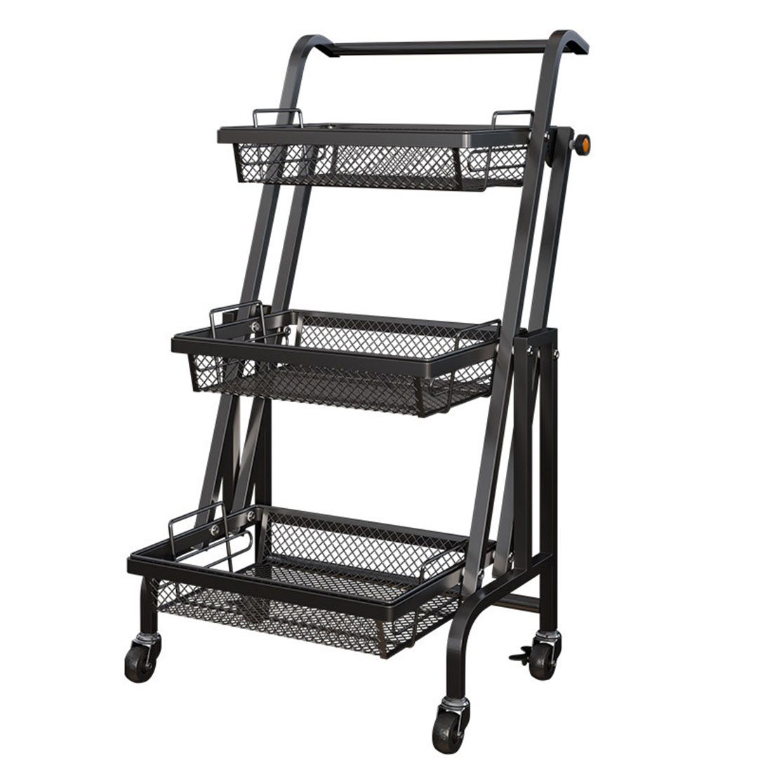 Soga 3 Tier Steel Black Adjustable Kitchen Cart Multi-Functional Shelves Portable Storage Organizer With Wheels, Garden, Tools &Amp; Hardware, Garage Storage &Amp; Organisation, Utility Shelves, , ,  - Nz Depot 1