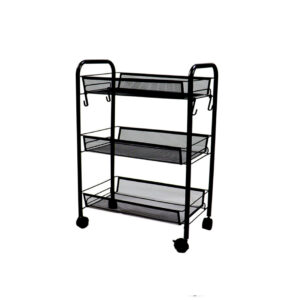 Soga 3 Tier Steel Black Bee Mesh Kitchen Cart Multi Functional Shelves Portable Storage Organizer With Wheels Nz Depot - Nz Depot