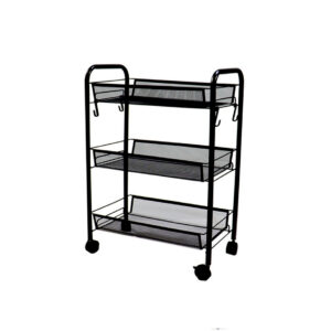 SOGA 3 Tier Steel Black Bee Mesh Kitchen Cart Multi-Functional Shelves Portable Storage Organizer with Wheels, Garden, Tools & Hardware, Garage Storage & Organisation, Utility Shelves, , ,  - NZ DEPOT 1