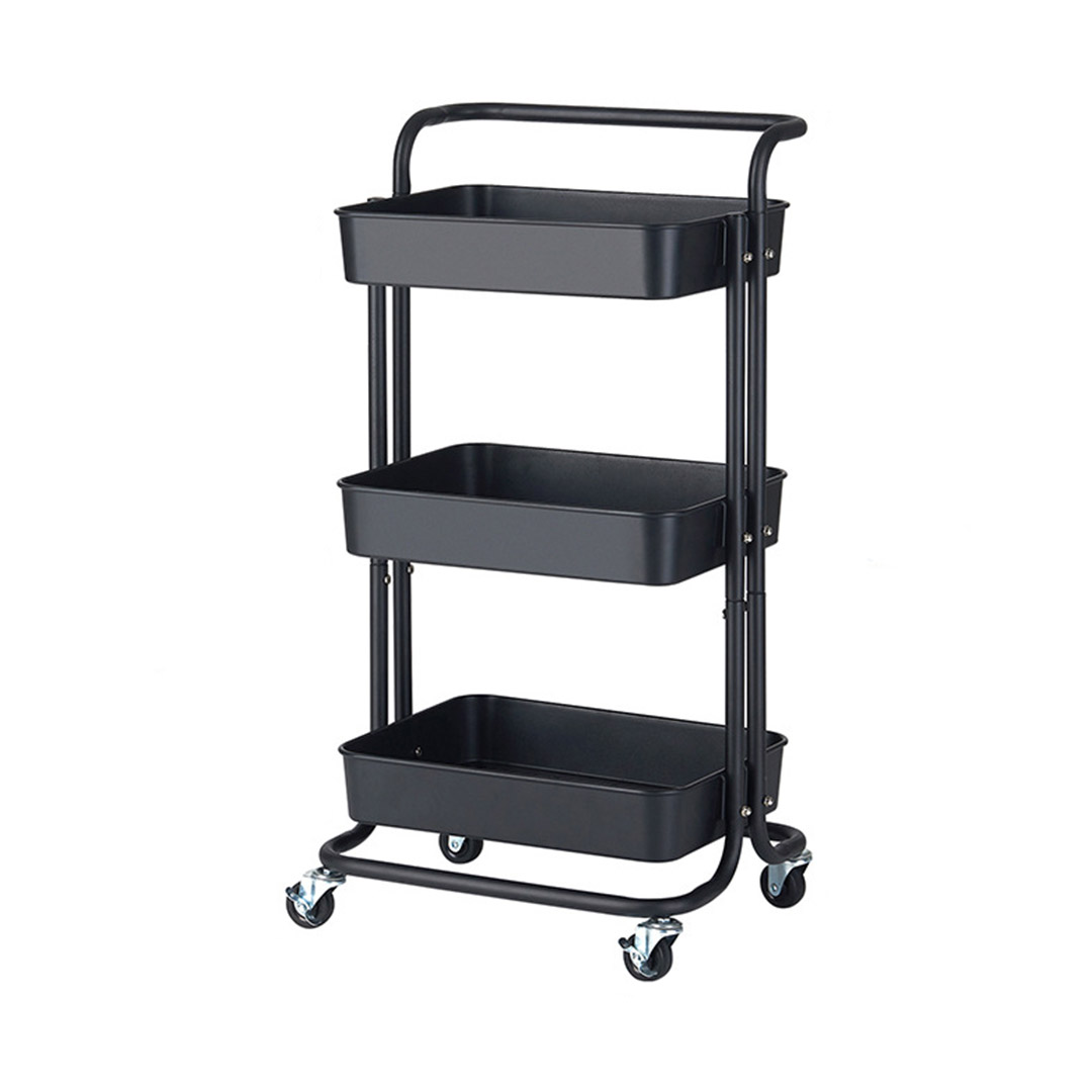 Soga 3 Tier Steel Black Movable Kitchen Cart Multi-Functional Shelves Portable Storage Organizer With Wheels, Garden, Tools &Amp; Hardware, Garage Storage &Amp; Organisation, Utility Shelves, , ,  - Nz Depot 1