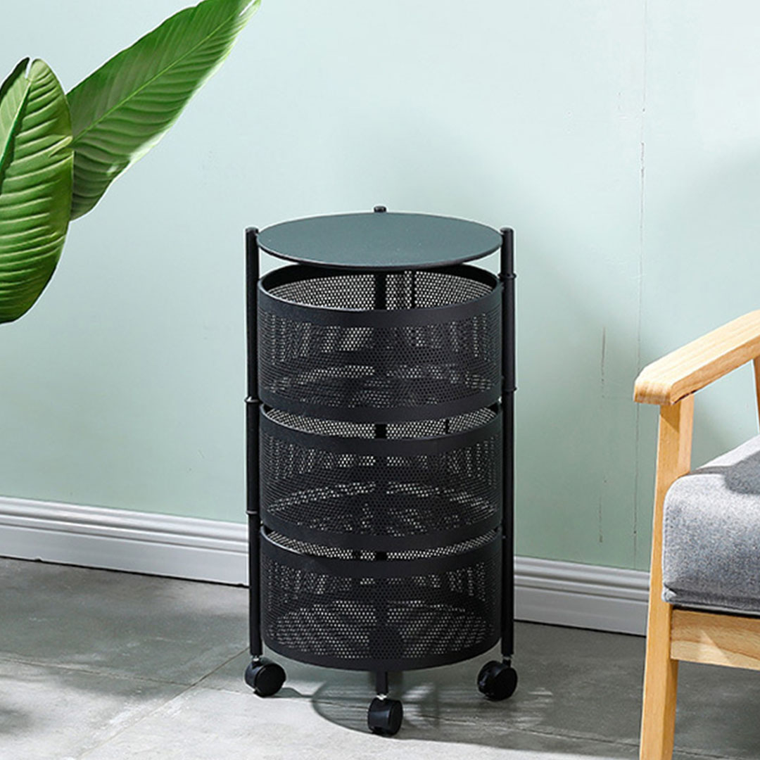 Soga 3 Tier Steel Round Rotating Kitchen Cart Multi-Functional Shelves Portable Storage Organizer With Wheels, Garden, Tools &Amp; Hardware, Garage Storage &Amp; Organisation, Utility Shelves, , ,  - Nz Depot 4