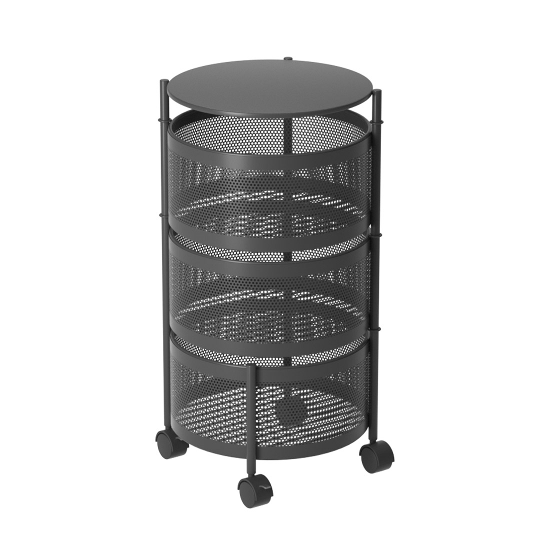 Soga 3 Tier Steel Round Rotating Kitchen Cart Multi-Functional Shelves Portable Storage Organizer With Wheels, Garden, Tools &Amp; Hardware, Garage Storage &Amp; Organisation, Utility Shelves, , ,  - Nz Depot 1