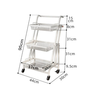 SOGA 3 Tier Steel White Adjustable Kitchen Cart Multi-Functional Shelves Portable Storage Organizer with Wheels, Garden, Tools & Hardware, Garage Storage & Organisation, Utility Shelves, , ,  - NZ DEPOT 2