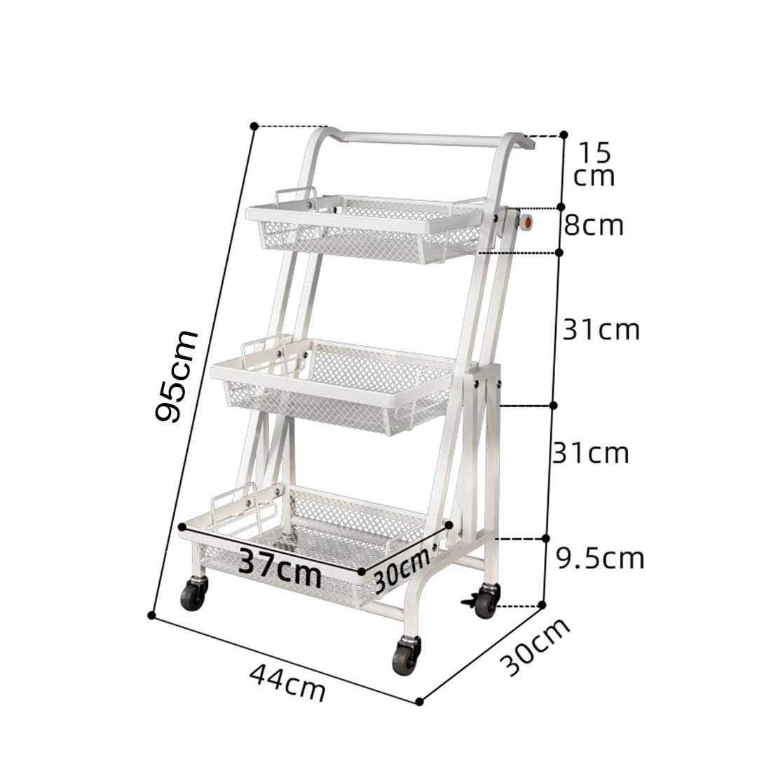 Soga 3 Tier Steel White Adjustable Kitchen Cart Multi-Functional Shelves Portable Storage Organizer With Wheels, Garden, Tools &Amp; Hardware, Garage Storage &Amp; Organisation, Utility Shelves, , ,  - Nz Depot 2