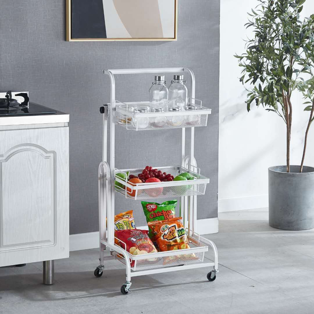 Soga 3 Tier Steel White Adjustable Kitchen Cart Multi-Functional Shelves Portable Storage Organizer With Wheels, Garden, Tools &Amp; Hardware, Garage Storage &Amp; Organisation, Utility Shelves, , ,  - Nz Depot 7