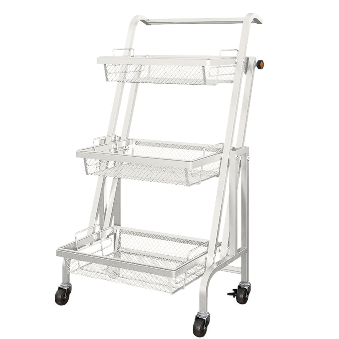 Soga 3 Tier Steel White Adjustable Kitchen Cart Multi-Functional Shelves Portable Storage Organizer With Wheels, Garden, Tools &Amp; Hardware, Garage Storage &Amp; Organisation, Utility Shelves, , ,  - Nz Depot 1