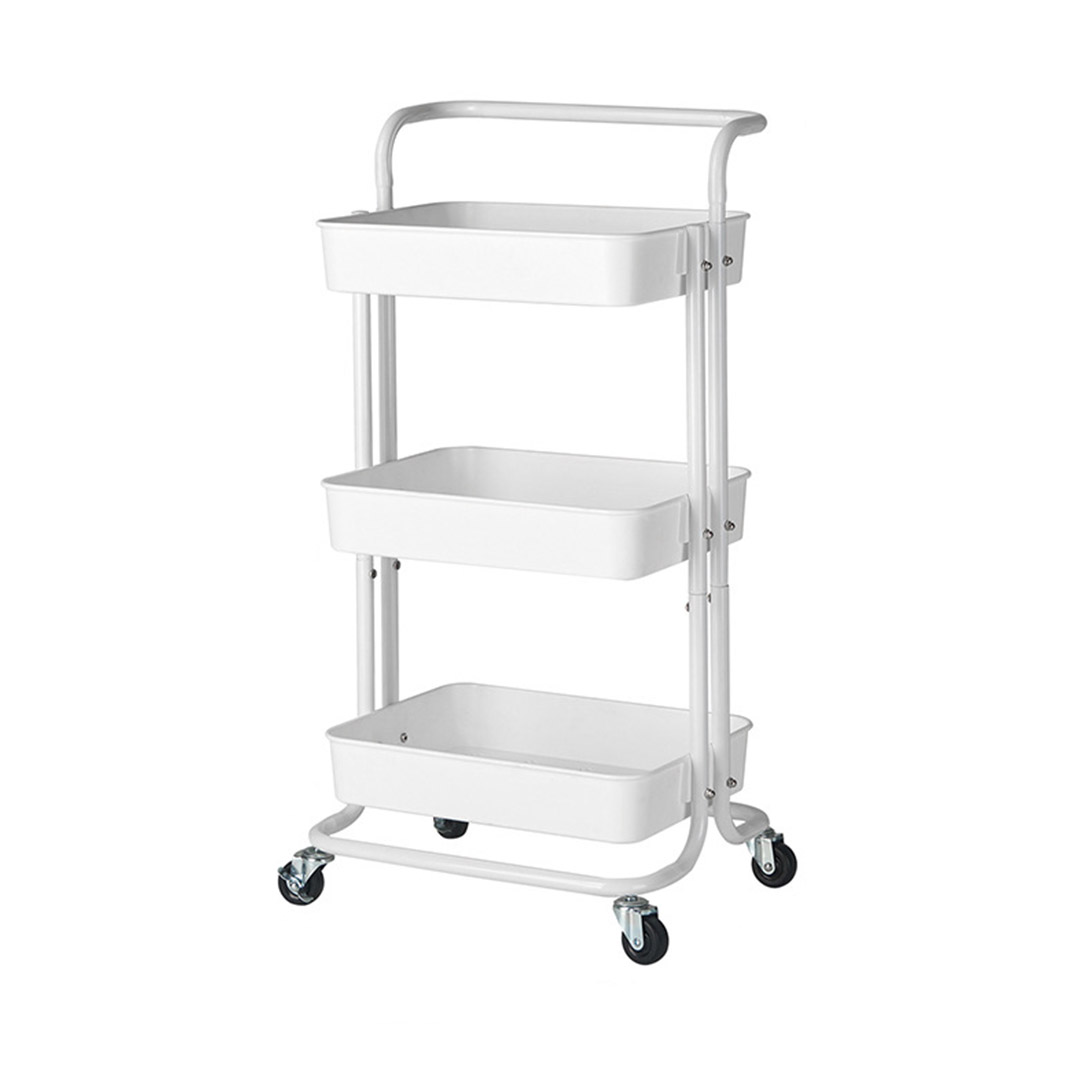 Soga 3 Tier Steel White Movable Kitchen Cart Multi-Functional Shelves Portable Storage Organizer With Wheels, Garden, Tools &Amp; Hardware, Garage Storage &Amp; Organisation, Utility Shelves, , ,  - Nz Depot 1