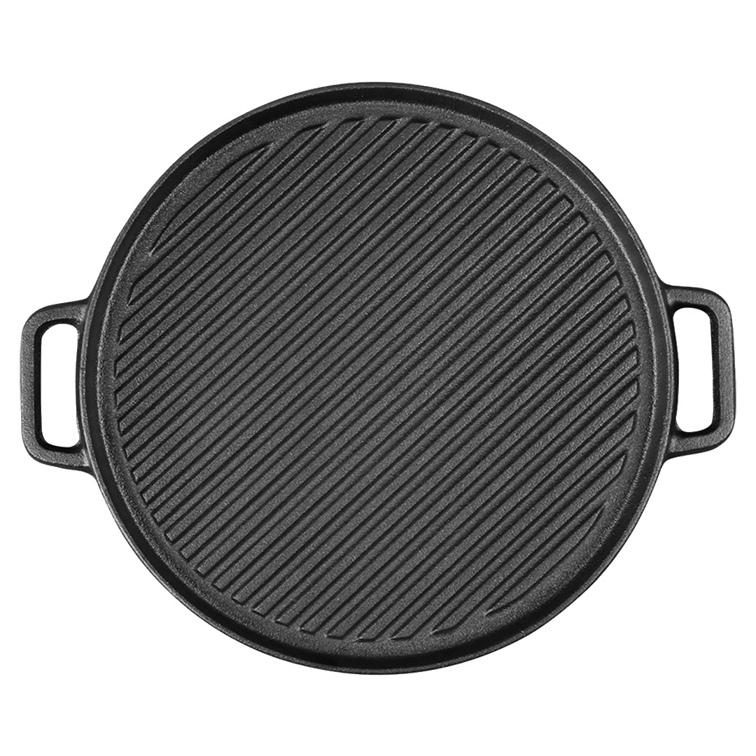 Soga 30Cm Round Cast Iron Ribbed Bbq Pan Skillet Steak Sizzle Platter With Handle, Home &Amp; Living, Kitchen &Amp; Dining, Cookware, Frying Pans, ,  - Nz Depot 1