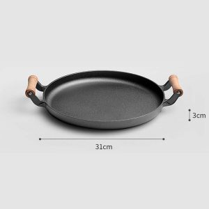 SOGA 31cm Cast Iron Frying Pan Skillet Steak Sizzle Fry Platter With Wooden Handle No Lid, Home & Living, Kitchen & Dining, Cookware, Frying Pans, ,  - NZ DEPOT 2