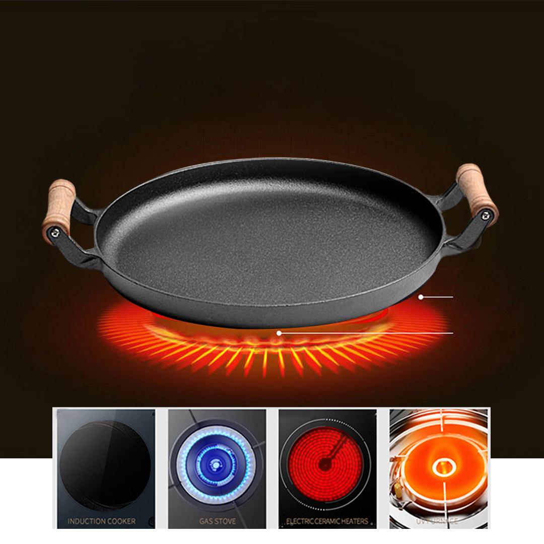 Soga 31Cm Cast Iron Frying Pan Skillet Steak Sizzle Fry Platter With Wooden Handle No Lid, Home &Amp; Living, Kitchen &Amp; Dining, Cookware, Frying Pans, ,  - Nz Depot 8