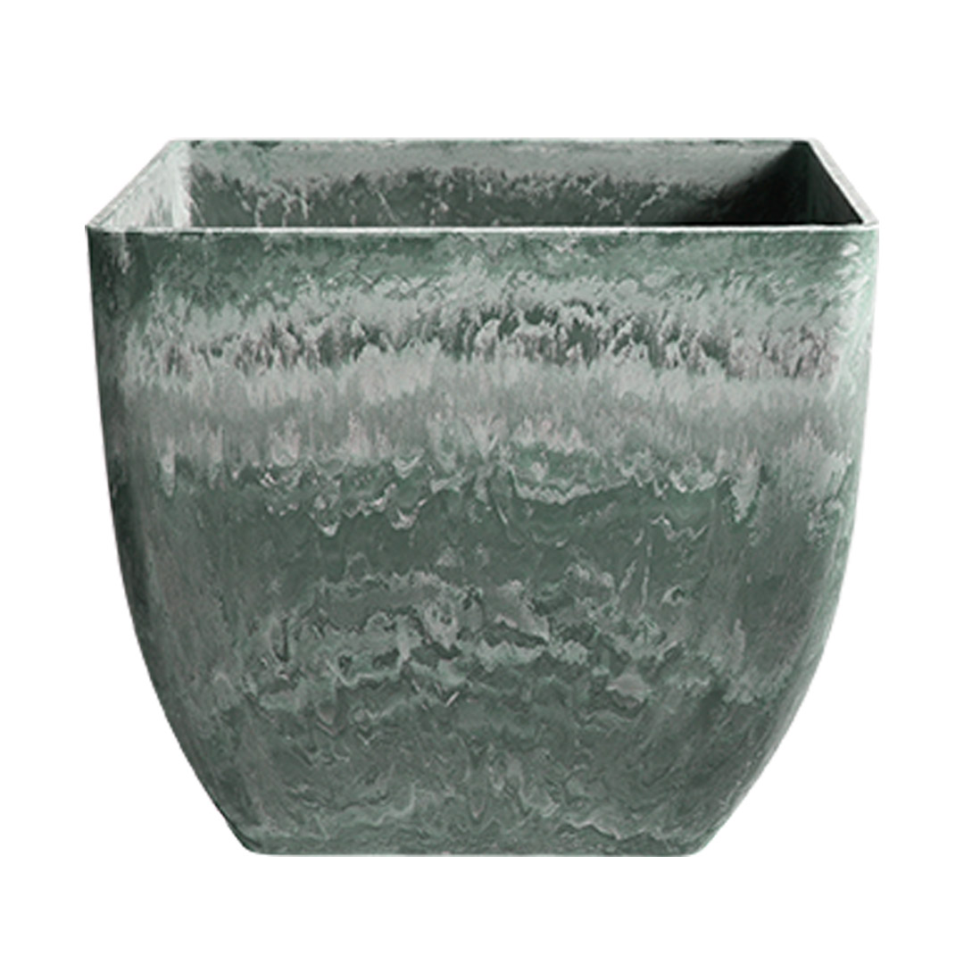 SOGA 32cm Green Grey Square Resin Plant Flower Pot in Cement Pattern Planter Cachepot for Indoor Home Office, Home & Living, Home Decor, Indoor Pots, Planters and Plant Stands, , ,  - NZ DEPOT 1