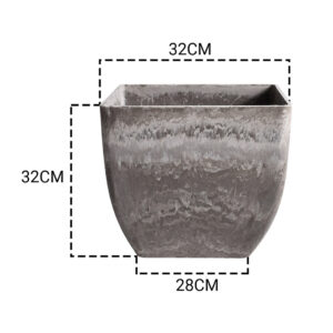 SOGA 32cm Rock Grey Square Resin Plant Flower Pot in Cement Pattern Planter Cachepot for Indoor Home Office, Home & Living, Home Decor, Indoor Pots, Planters and Plant Stands, , ,  - NZ DEPOT 2