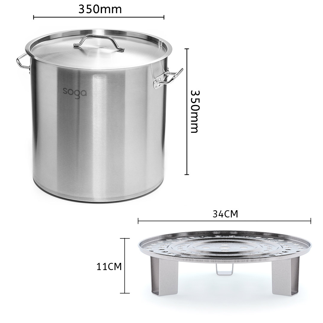 Soga 33L Stainless Steel Stock Pot With One Steamer Rack Insert Stockpot Tray, Home &Amp; Living, Kitchen &Amp; Dining, Cookware, Stock &Amp; Multi Pots, ,  - Nz Depot 2