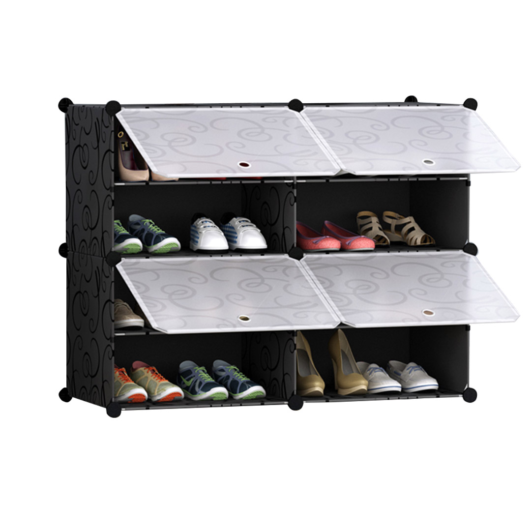 Soga 4 Tier 2 Column Shoe Rack Organizer Sneaker Footwear Storage Stackable Stand Cabinet Portable Wardrobe With Cover, Furniture, Storage &Amp; Shelving, Shoe Storage, , ,  - Nz Depot 1