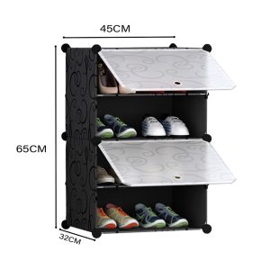 SOGA 4 Tier Shoe Rack Organizer Sneaker Footwear Storage Stackable Stand Cabinet Portable Wardrobe with Cover, Furniture, Storage & Shelving, Shoe Storage, , ,  - NZ DEPOT 2