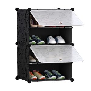 SOGA 4 Tier Shoe Rack Organizer Sneaker Footwear Storage Stackable Stand Cabinet Portable Wardrobe with Cover, Furniture, Storage & Shelving, Shoe Storage, , ,  - NZ DEPOT 1