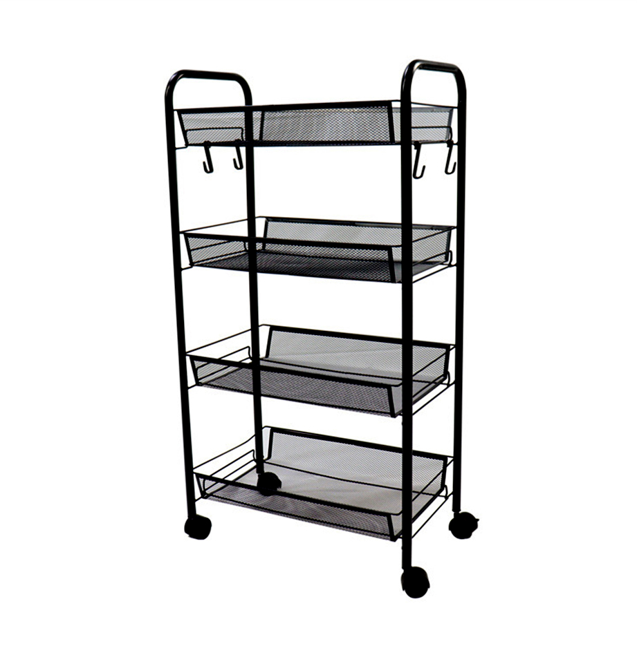 Soga 4 Tier Steel Black Bee Mesh Kitchen Cart Multi-Functional Shelves Portable Storage Organizer With Wheels, Garden, Tools &Amp; Hardware, Garage Storage &Amp; Organisation, Utility Shelves, , ,  - Nz Depot 1